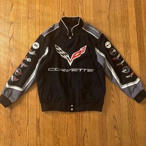 JH Design Men's Chevy Corvette C7 Embroidered Cotton Twill Jacket Size S